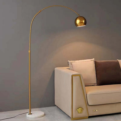 Arched Metal Floor Lamp with Globe Shade for Reading & Living Rooms – Yellow – 70 in Tall – E27 Socket with Foot Switch