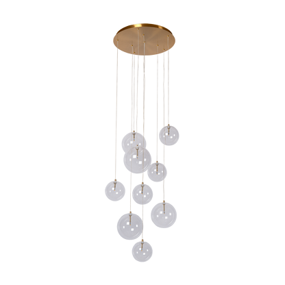 Multi-Globe Chandelier with Adjustable Drop Height 20 Inch Brass Finish for Dining Table Entry Foyer Kitchen Island Statement Lighting