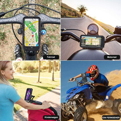 Waterproof Bike Phone Mount with Wireless Charging & 5000mAh Power Bank for E-Bikes & Motorcycles