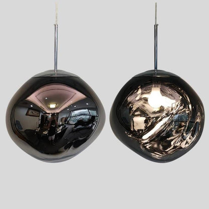 Reflective Globe Hanging Light Fixture Adjustable Height E27 Socket for Kitchens Dining Rooms | Modern Orb Ceiling Lamp Chrome Gold Glass