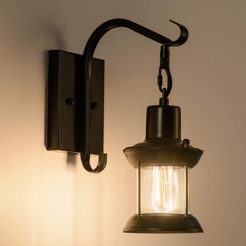 Industrial Metal Wall Sconce E27 Socket for Bedroom Living Room Hallway | Vintage Pipe Fixture Hardwired Indoor Lighting