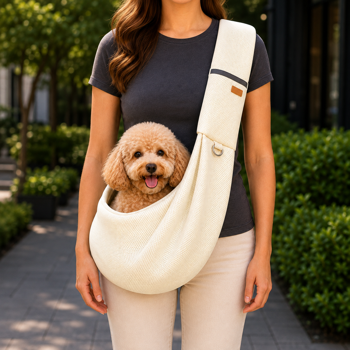 Ortekor Crossbody Pet Sling Carrier for Small Dogs & Cats - Breathable Hands-Free Travel Bag for Walks, Errands & Vet Visits