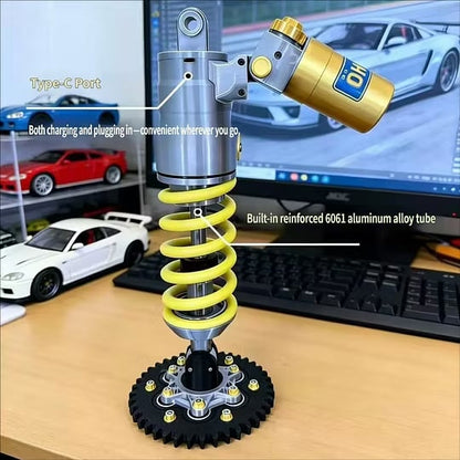 Racing Shock Absorber Desk Light with Rechargeable LED & Touch Dimmer for Gaming Rooms & Garages