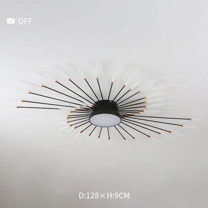 Starburst Dimmable LED Ceiling Light Flush Mount Black Gold Metal Acrylic Indoor Modern Fixture for Bedroom Living Room Dining Room