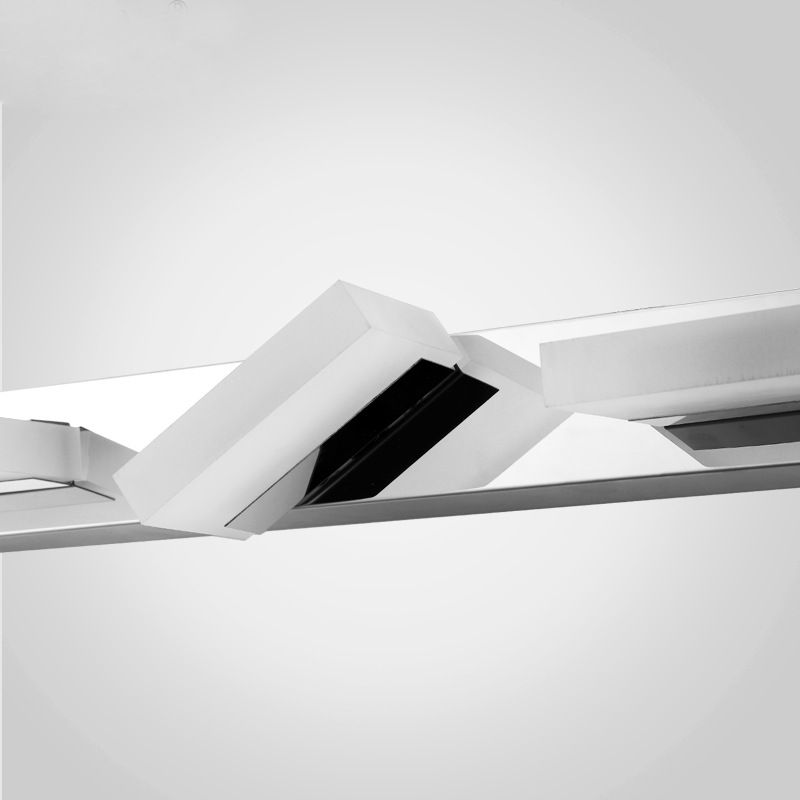 Modern Square LED Vanity Light Wall Sconce – Metal & Acrylic, Silver Finish, Rotatable Bulb for Bathroom Mirror Lighting