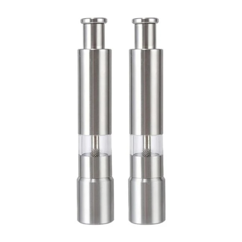 Electric Salt and Pepper Mill Set – One-Hand Push-Button Grinder with Stainless Steel Mechanism for Kitchen, Dining, Grilling