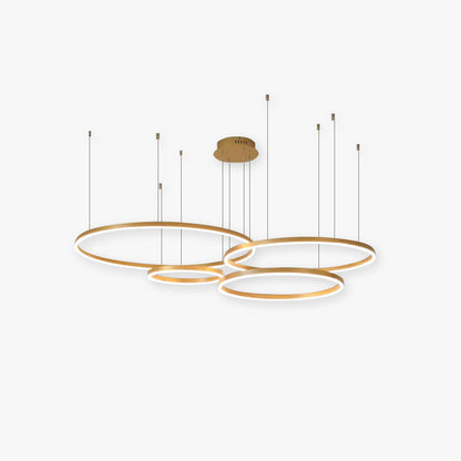 Multi-Ring LED Chandelier Adjustable Height Metal Acrylic Fixture 16-31 Inch Diameter Dimmable Suspended Ceiling Light for Dining Room Kitch