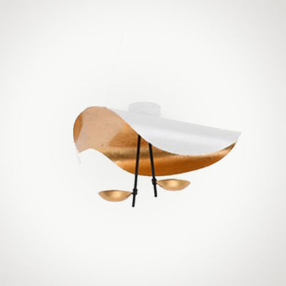 Contemporary Leaf-Motif Flush Mount Ceiling Light Metal Fixture Black Gold White Finish for Living Room Bedroom Dining Room Modern Home