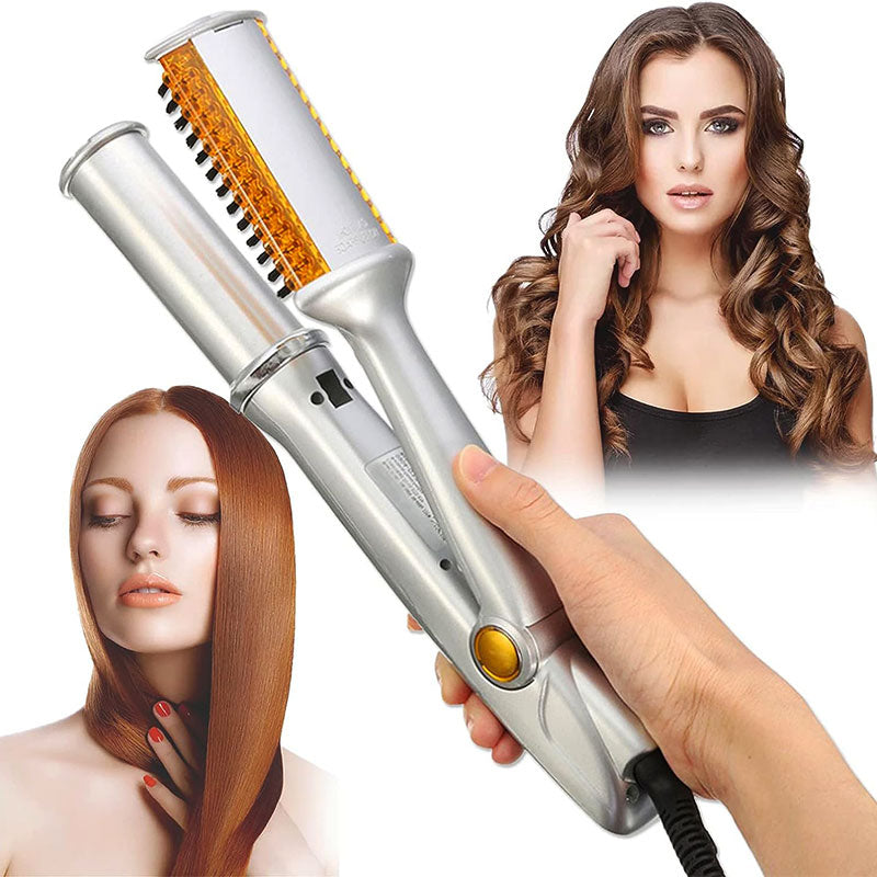2-in-1 Rotating Iron Hair Brush with Rapid Heating | Effortless Styling for Waves and Curls