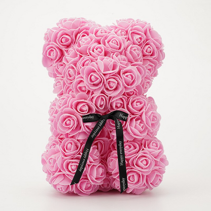Foam Rose Bear Gift for Valentine's Day Anniversaries Birthdays – Teddy Shaped Rose Bouquet in Red Pink White Blue for Him Her – Forever
