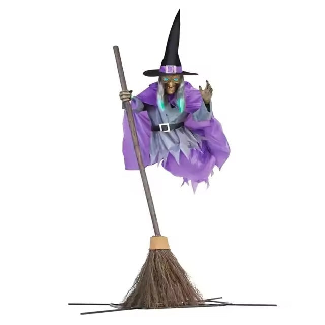 Eerie Halloween Decoration | 6-Foot Flying Witch with Realistic Floating Effect | Easy Outdoor Setup for Spooky Ambiance