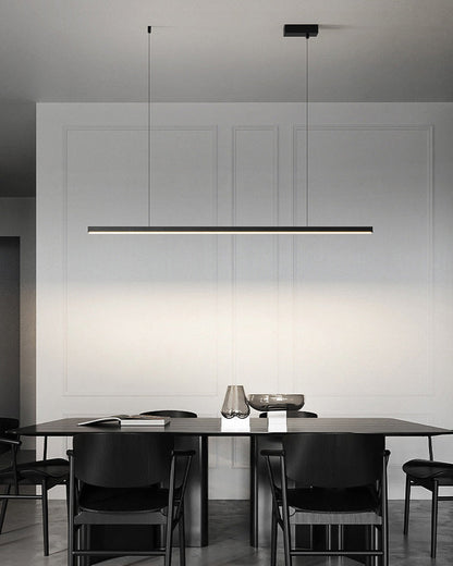 Suspended LED Strip Fixture for Countertop Islands – Dimmable Metal Bar Light with Remote in Matte or Gloss White – 39 to 102 in Adjustable