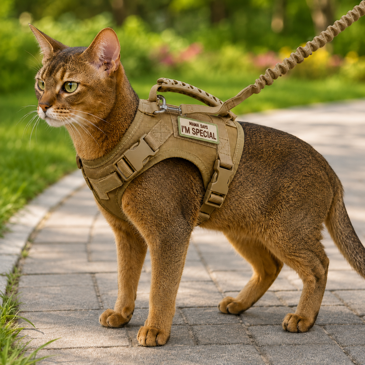 Ortekor Tactical Cat Harness with Leash for Outdoor Walks, Adjustable Escape-Resistant Vest for Cats