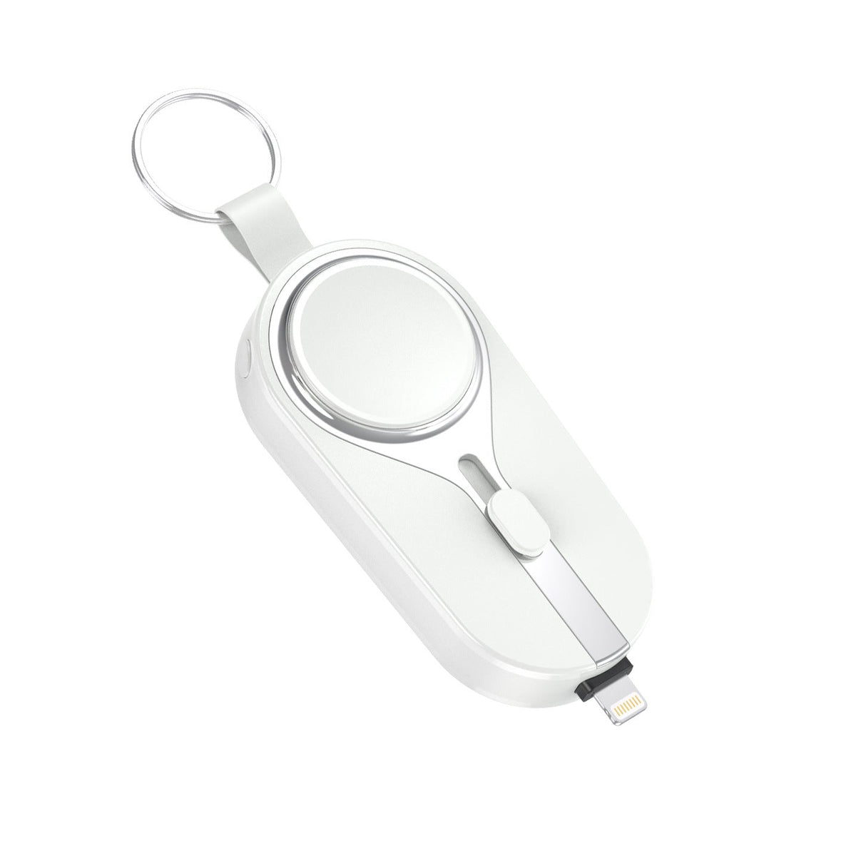Clip-On Portable Power Bank with Wireless Charging Pad for Smartphones and Smartwatches, Lightweight Keychain Battery Pack with Carabiner At