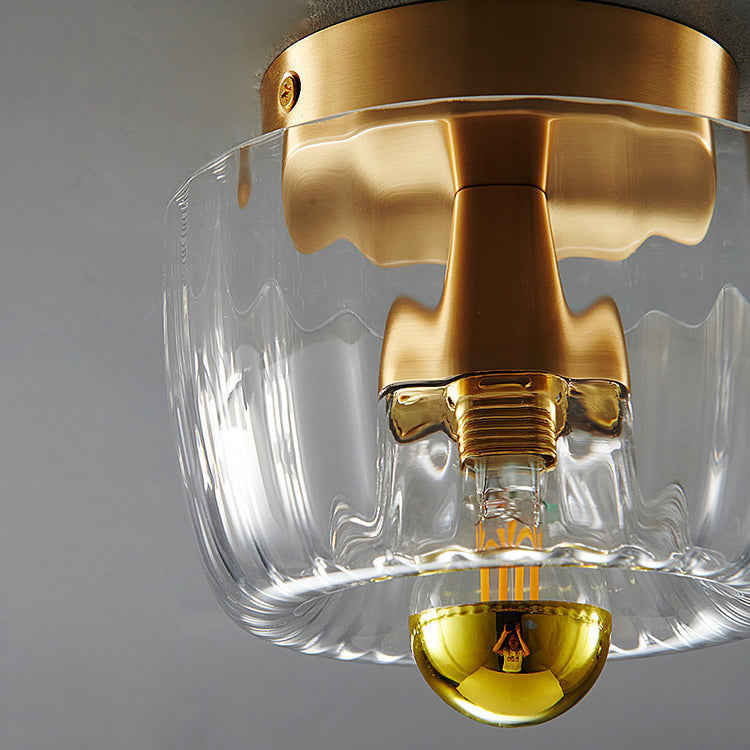Hardwired Ceiling Light 6.3 Inch Gold Finish for Bedroom Living Room Hallway Bathroom Compact Wall Mount E14 E12 Base Compatible with LED In