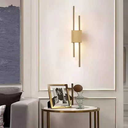 Modern Linear Wall Sconce with Marble Accents – Metal Construction, Warm LED Lighting for Bedroom & Living Room