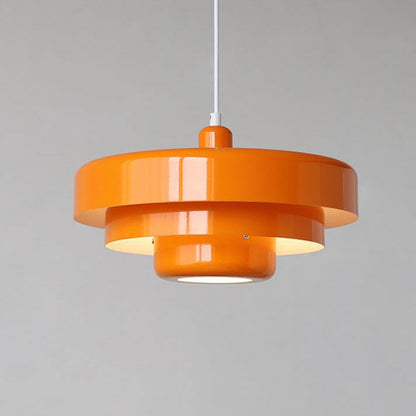 Hanging Ceiling Fixture 1-Socket Metal Shade Round Tiered Design Hardwired for Dining Room Kitchen Island Bar
