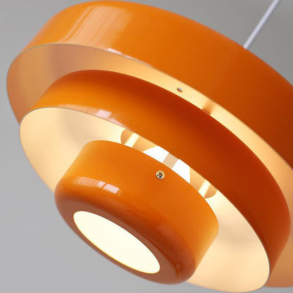 Hanging Ceiling Fixture 1-Socket Metal Shade Round Tiered Design Hardwired for Dining Room Kitchen Island Bar