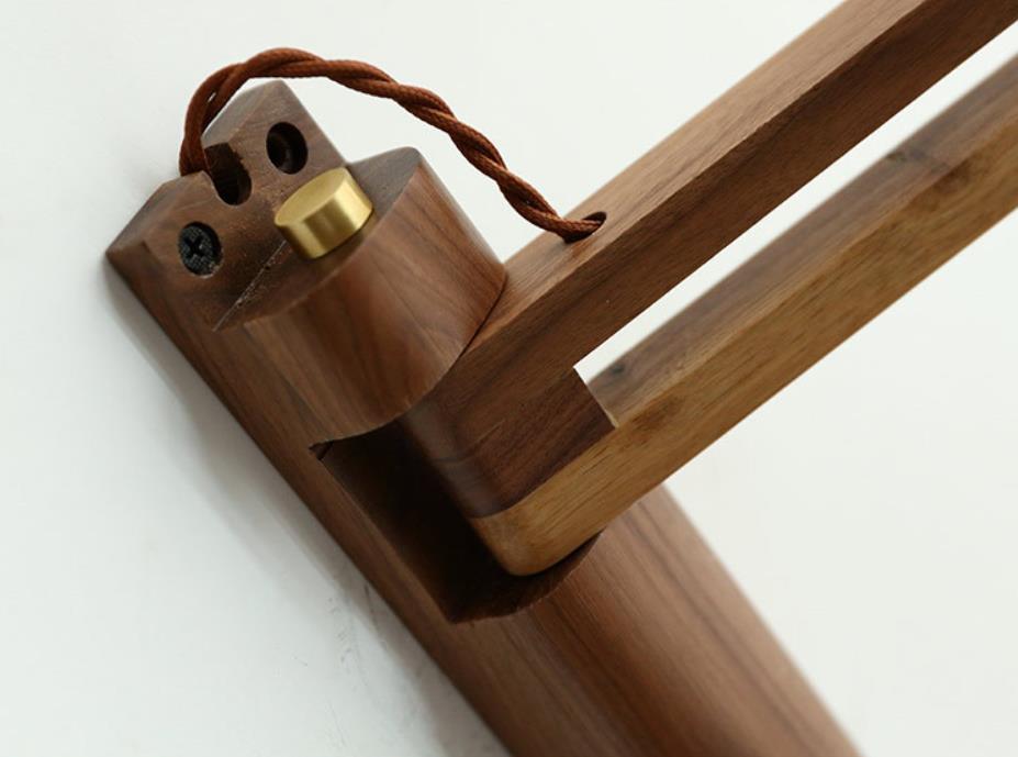 Adjustable Wood & Glass Wall Sconce with Swing Arm for Bedrooms, Hallways & Living Spaces