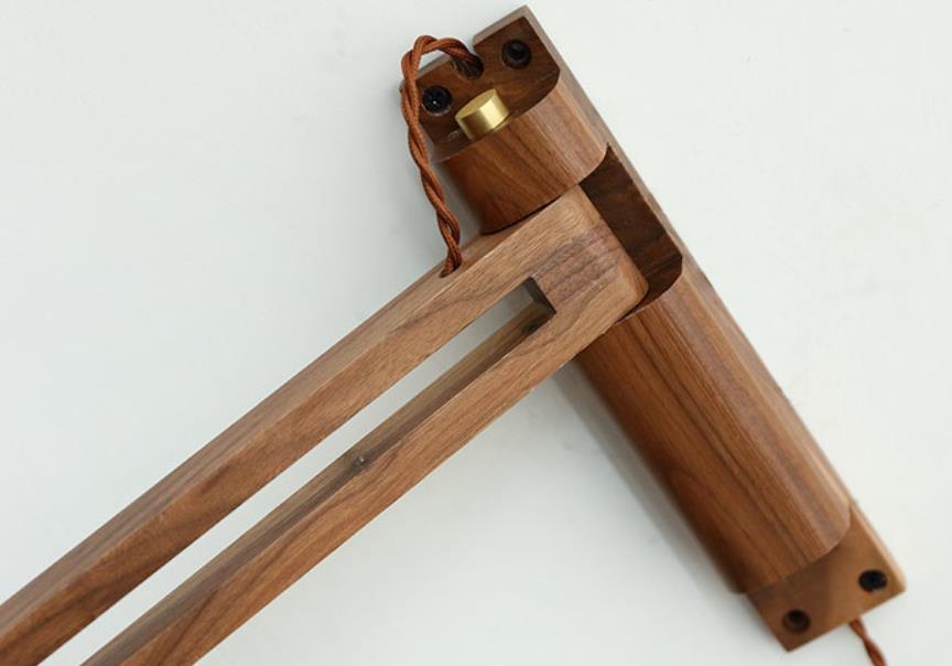 Extending Wall Sconce with Ribbed Glass Shade and Wood Arm for Bedroom, Living Room & Hallway Reading Light