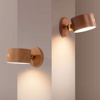Rechargeable Magnetic Touch Control LED Accent Light for Hallway Bedroom Wall Sconce in Natural Wood Finish 3 in Wide 400 Lumens Ambient