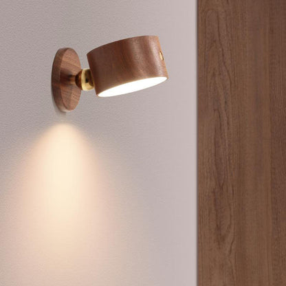 Rechargeable Magnetic Touch Control LED Accent Light for Hallway Bedroom Wall Sconce in Natural Wood Finish 3 in Wide 400 Lumens Ambient