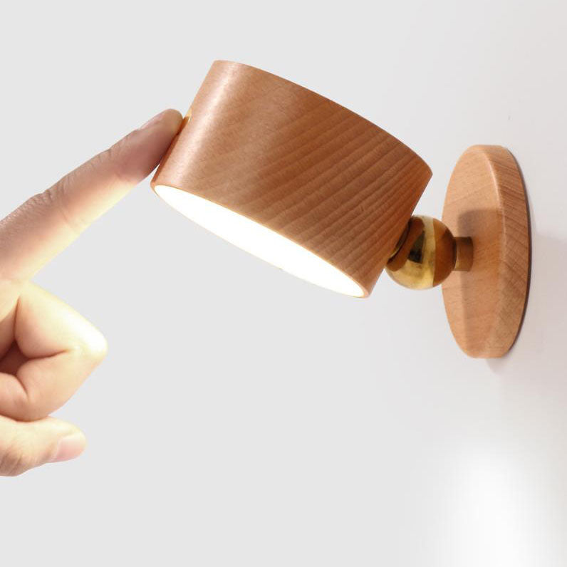 Rechargeable Wood Accent Sconce USB Powered 4W LED for Bedroom Nightstand Reading Corner Minimalist Lighting Wireless Cordless Modern