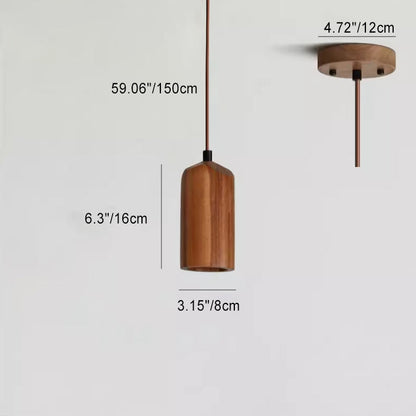 Wood Hanging Lamp GU10 Socket Beige Finish 5.7 in Drop Adjustable Cord Hardwired Ceiling Light for Bedroom Living Room Kitchen Dining Entryw