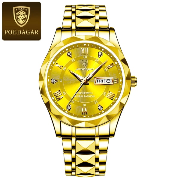 Men's Analog Quartz Watch with Luminous Hands, Date Window, and Stainless Steel Band for Business & Everyday Wear