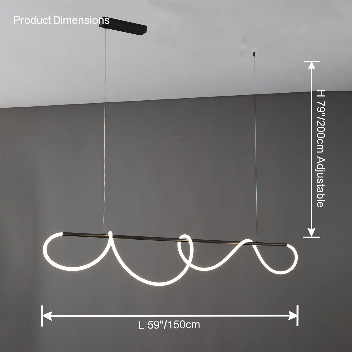 Adjustable Pendant Light Fixture with Remote Dimming 43 in Silicone LED for Kitchen Island Dining Table Modern Hanging Ceiling Lamp Gold Bla