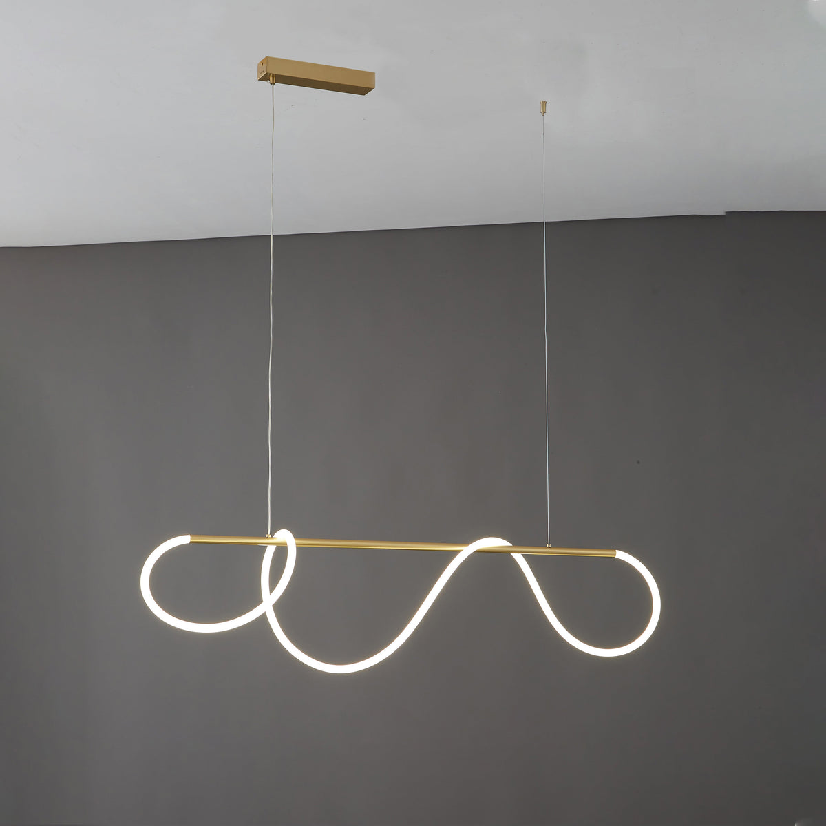 Adjustable Pendant Light Fixture with Remote Dimming 43 in Silicone LED for Kitchen Island Dining Table Modern Hanging Ceiling Lamp Gold Bla