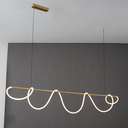 Adjustable Pendant Light Fixture with Remote Dimming 43 in Silicone LED for Kitchen Island Dining Table Modern Hanging Ceiling Lamp Gold Bla