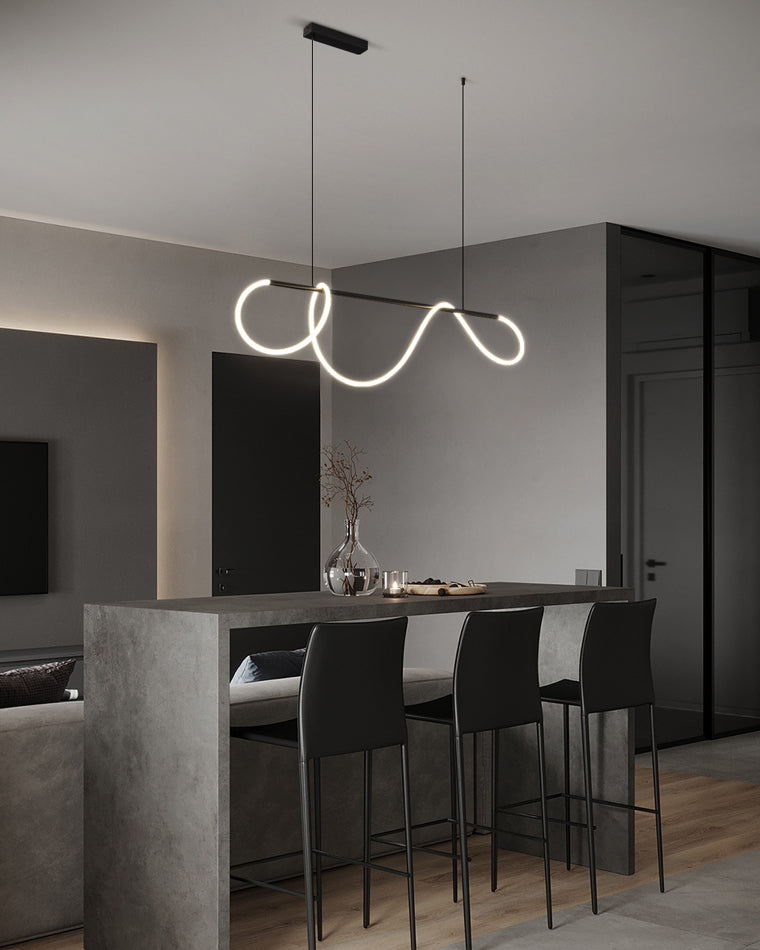 Adjustable Pendant Light Fixture with Remote Dimming 43 in Silicone LED for Kitchen Island Dining Table Modern Hanging Ceiling Lamp Gold Bla