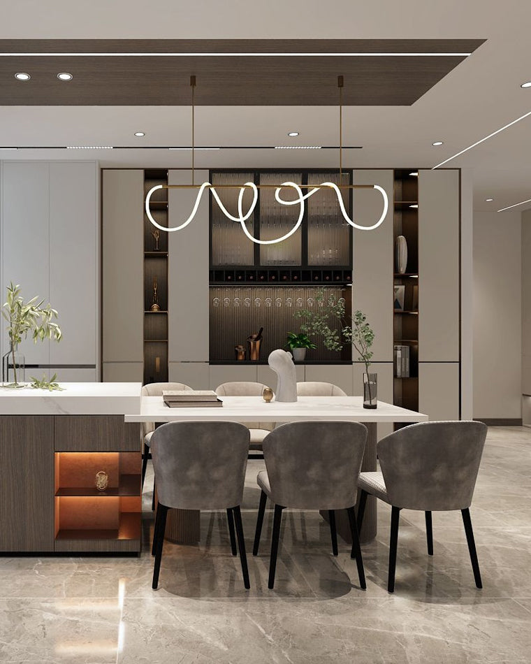 Adjustable Pendant Light Fixture with Remote Dimming 43 in Silicone LED for Kitchen Island Dining Table Modern Hanging Ceiling Lamp Gold Bla