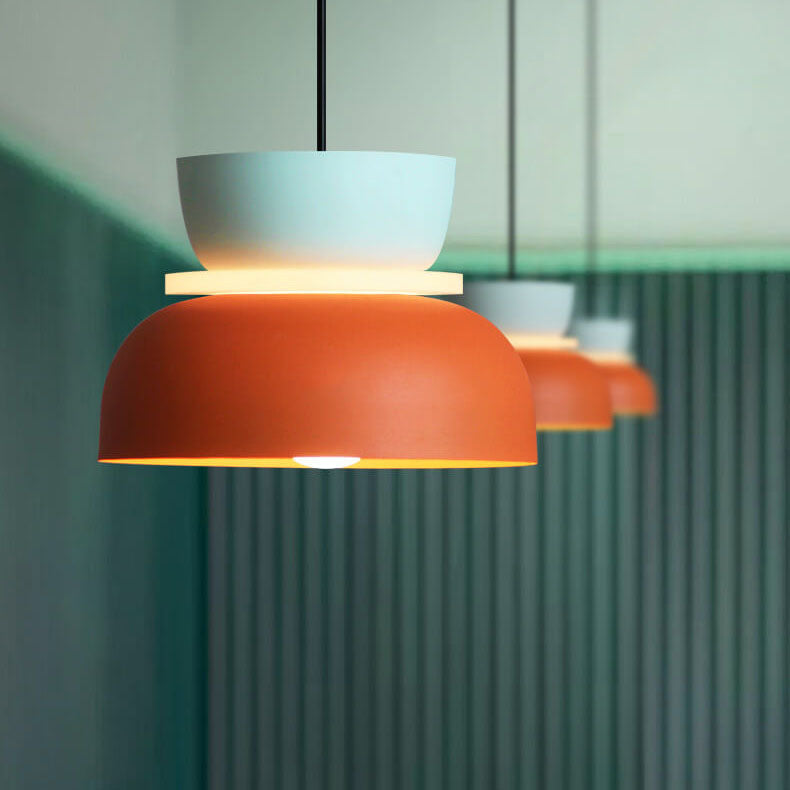 Adjustable Metal Hanging Lamp 12 inches Vibrant Two-Tone Finish Hardwired Ceiling Fixture for Bedroom Living Room Dining Area Contemporary O