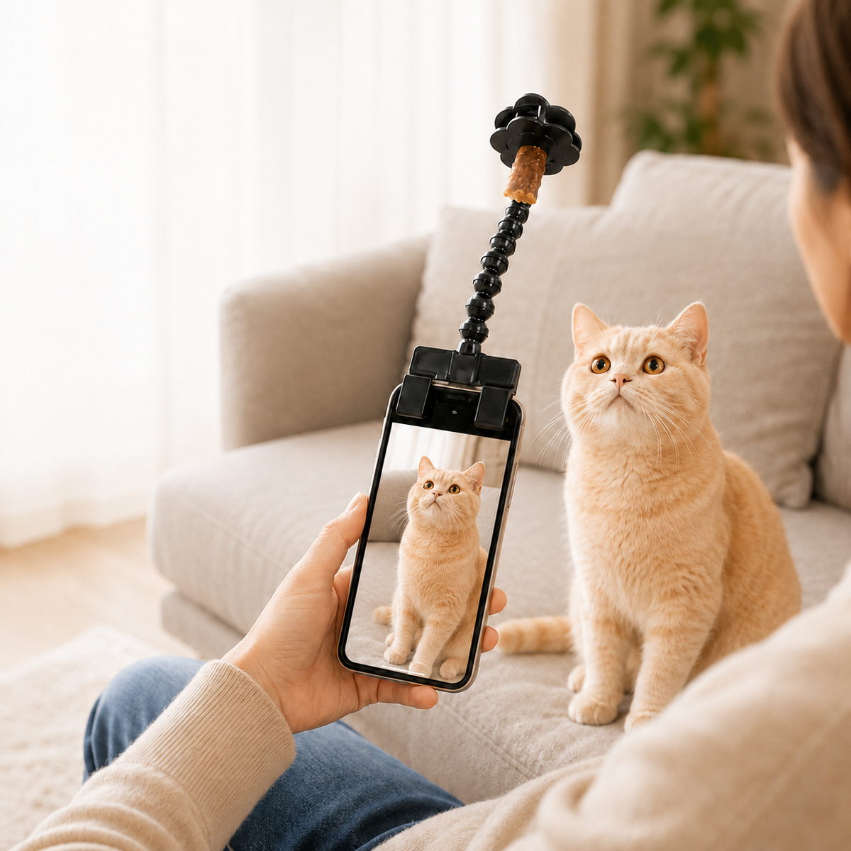 Ortekor Pet Selfie Clip for Cat & Dog Photos - Treat Holder Phone Attachment for Pets That Won't Look