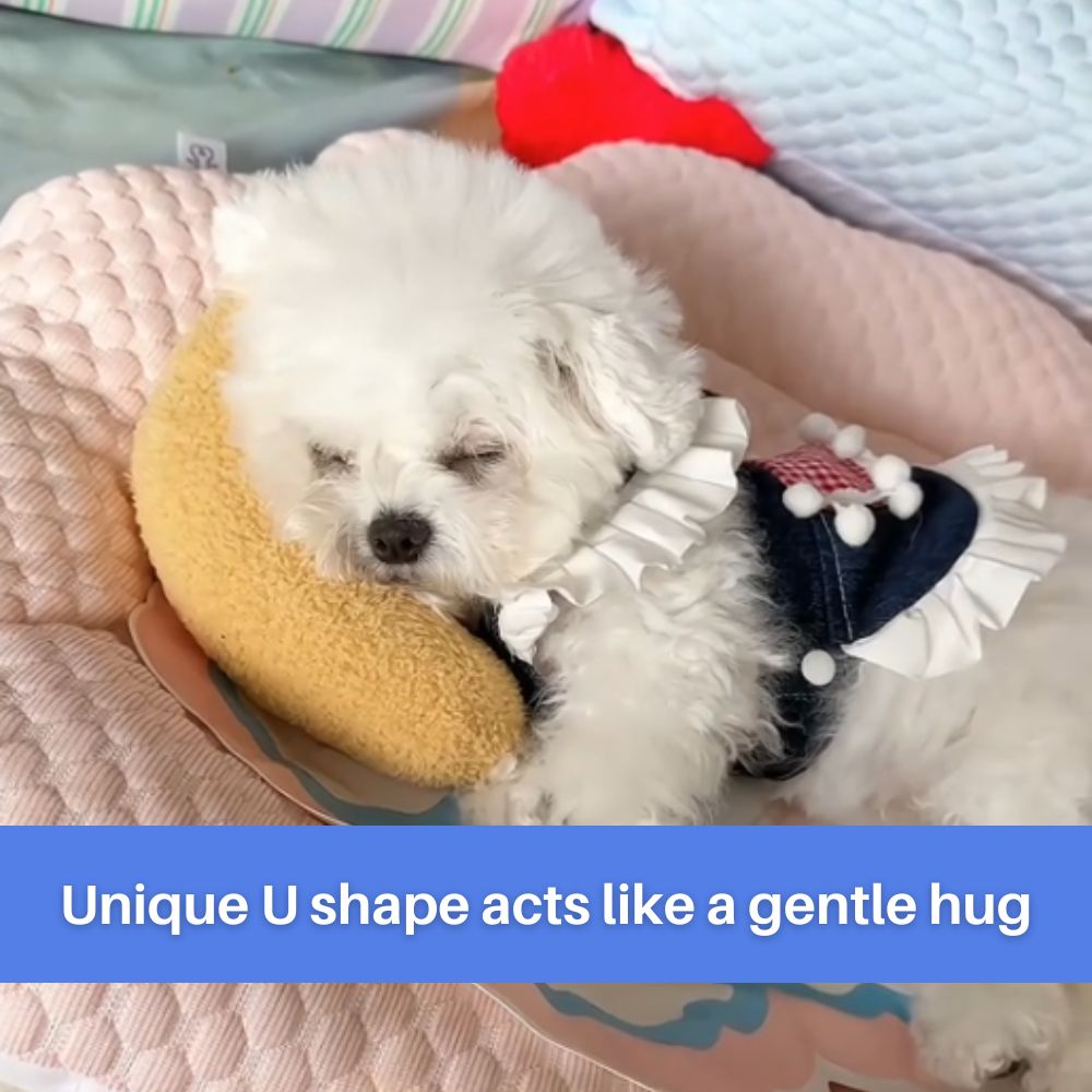 Bolstered Pet Bed for Dogs & Cats | Anxiety Relief Sleeping Cushion with Raised Edges | Machine Washable Portable Travel Pillow | Plush