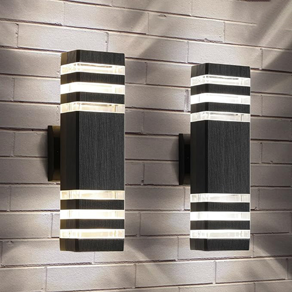 Outdoor Wall Sconce E27 Socket Weatherproof Black Finish Dual-Beam Up-Down Lighting for Entryways Patios Garden Facades Exterior Home