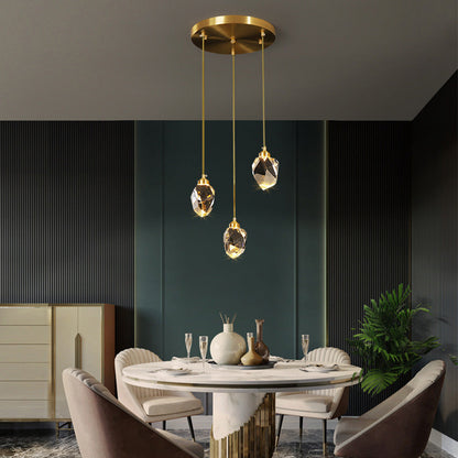 Adjustable Drop Fixture with Clear Tapered Shade & Brass Accents for Kitchen Islands, Breakfast Nooks, Entryways
