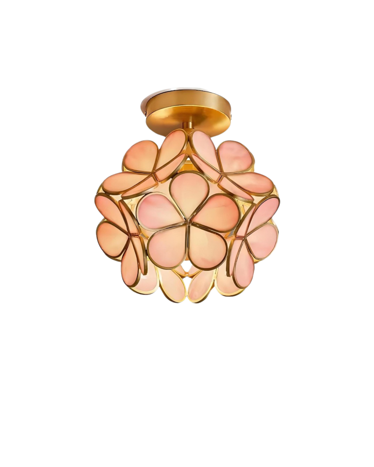 Floral Flush Mount LED Light Fixture 8-Inch Gold Accent Acrylic Ceiling Lamp for Bedroom Hallway Entryway Small Rooms Modern Classic Decor I
