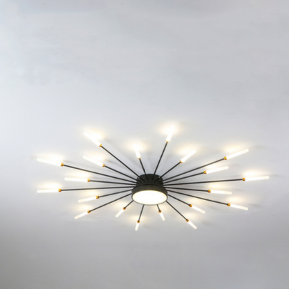 Starburst Dimmable LED Ceiling Light Flush Mount Black Gold Metal Acrylic Indoor Modern Fixture for Bedroom Living Room Dining Room