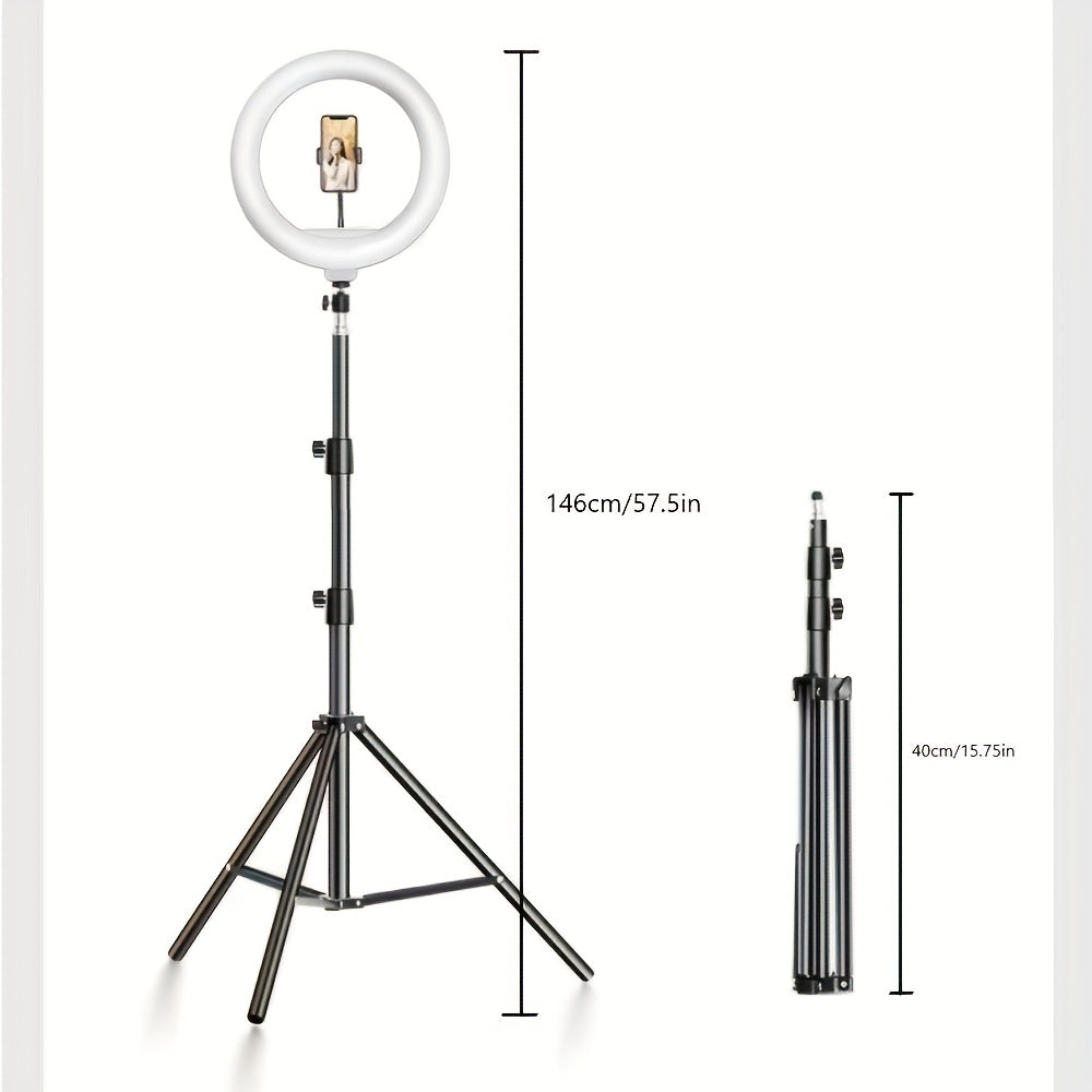Circular Studio Light with Extendable Stand & Device Mount for Video Recording, Photography & Live Streaming