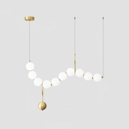Cascading Glass Globe Pendant Light Fixture Gold White Contemporary Overhead Illumination for Breakfast Bar Eating Area Lounge 39 inch