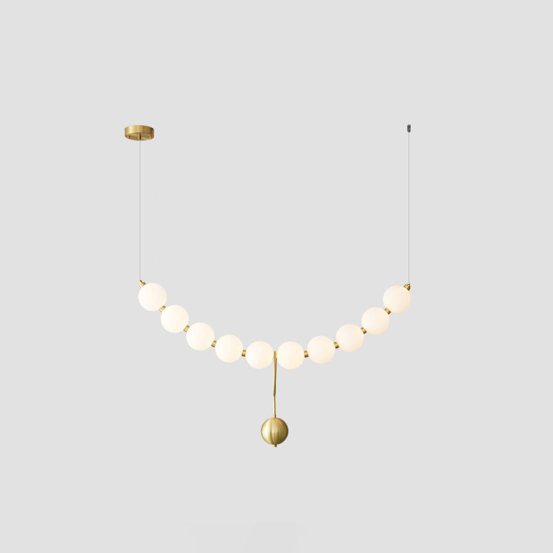 Cascading Glass Globe Pendant Light Fixture Gold White Contemporary Overhead Illumination for Breakfast Bar Eating Area Lounge 39 inch