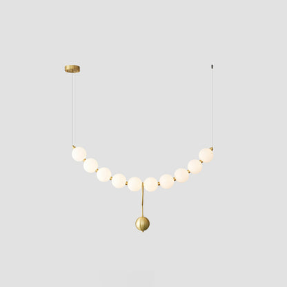 Cascading Glass Globe Pendant Light Fixture Gold White Contemporary Overhead Illumination for Breakfast Bar Eating Area Lounge 39 inch