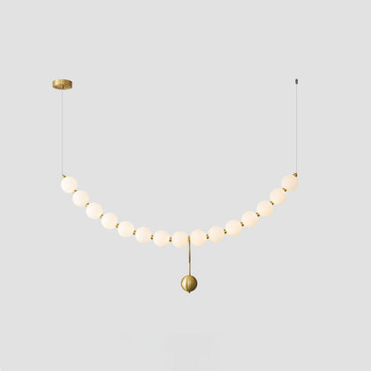 Cascading Glass Globe Pendant Light Fixture Gold White Contemporary Overhead Illumination for Breakfast Bar Eating Area Lounge 39 inch