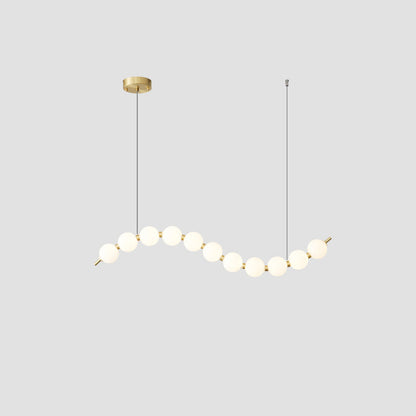 Cascading Glass Globe Pendant Light Fixture Gold White Contemporary Overhead Illumination for Breakfast Bar Eating Area Lounge 39 inch
