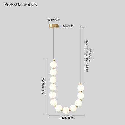 Cascading Glass Globe Pendant Light Fixture Gold White Contemporary Overhead Illumination for Breakfast Bar Eating Area Lounge 39 inch