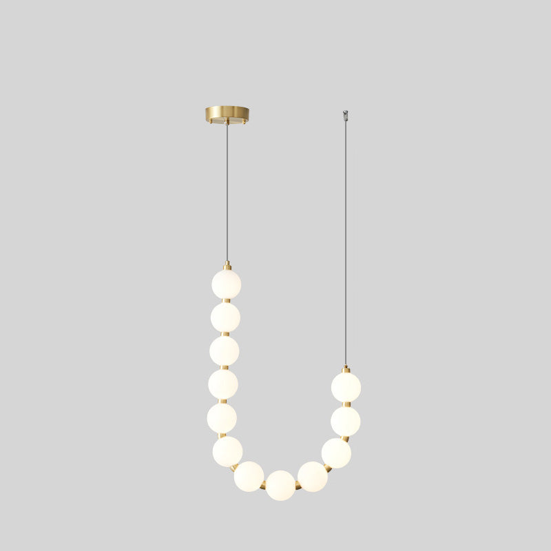 Cascading Glass Globe Pendant Light Fixture Gold White Contemporary Overhead Illumination for Breakfast Bar Eating Area Lounge 39 inch