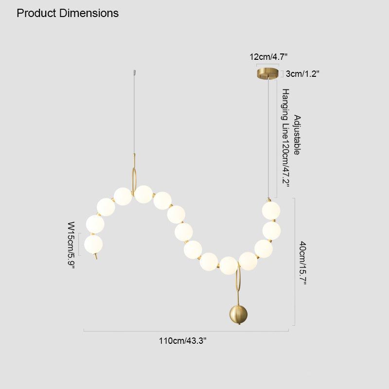 Cascading Glass Globe Pendant Light Fixture Gold White Contemporary Overhead Illumination for Breakfast Bar Eating Area Lounge 39 inch